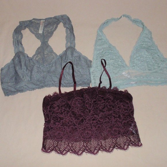 Victoria's Secret Other - Lot of 3 Lace Bralettes Free People Victorias Secret Aerie Halter Racerback Sz M